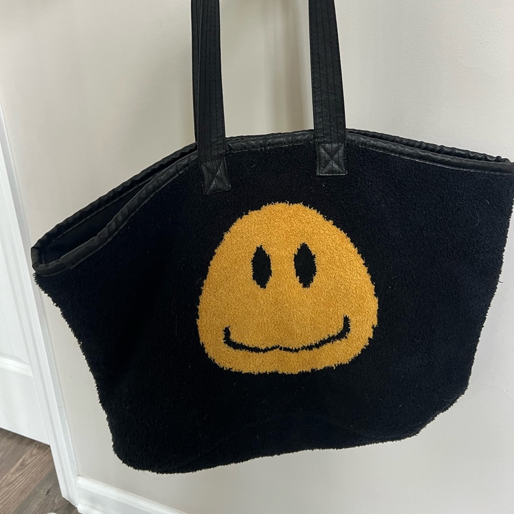 Black and Yellow Smiley Face Tote Bag